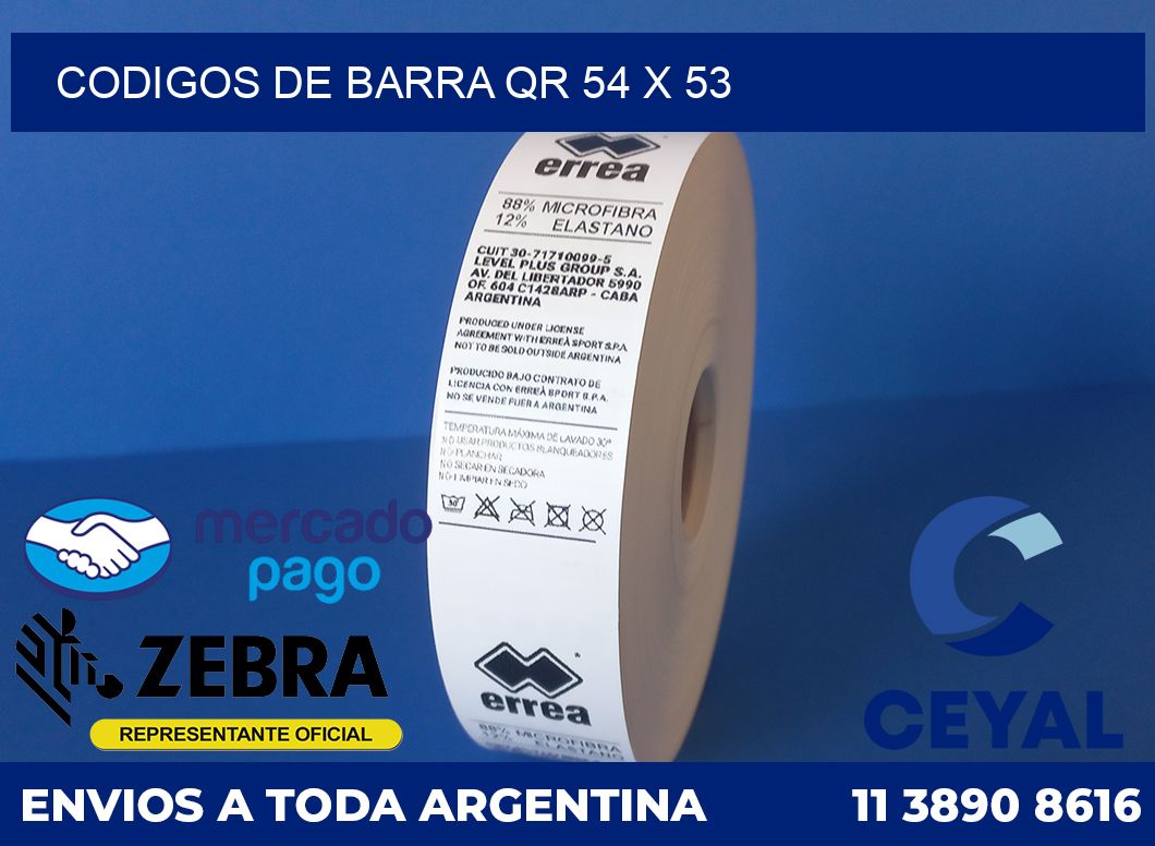 Codigos de barra QR 54 x 53