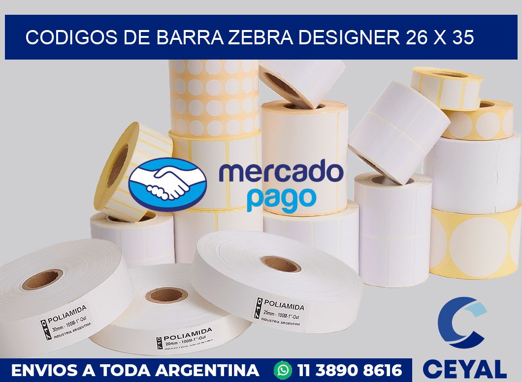 Codigos de barra Zebra designer 26 x 35