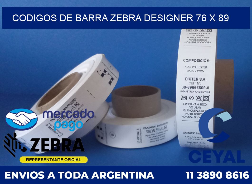 Codigos de barra Zebra designer 76 x 89