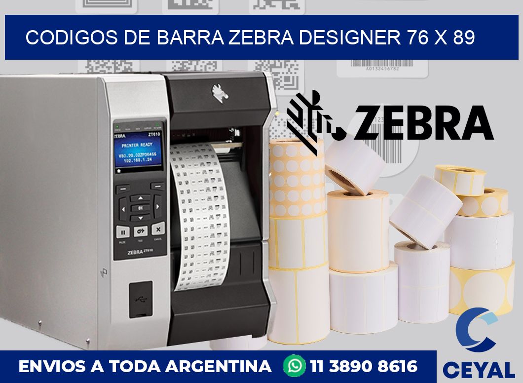 Codigos de barra Zebra designer 76 x 89