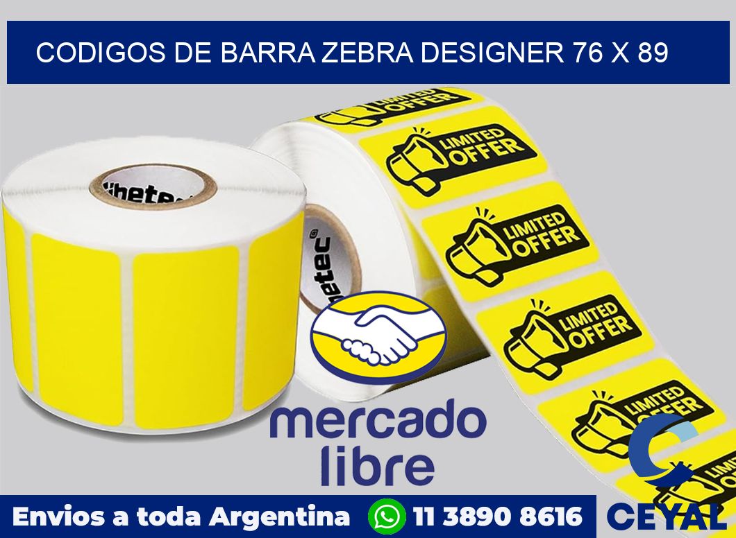 Codigos de barra Zebra designer 76 x 89