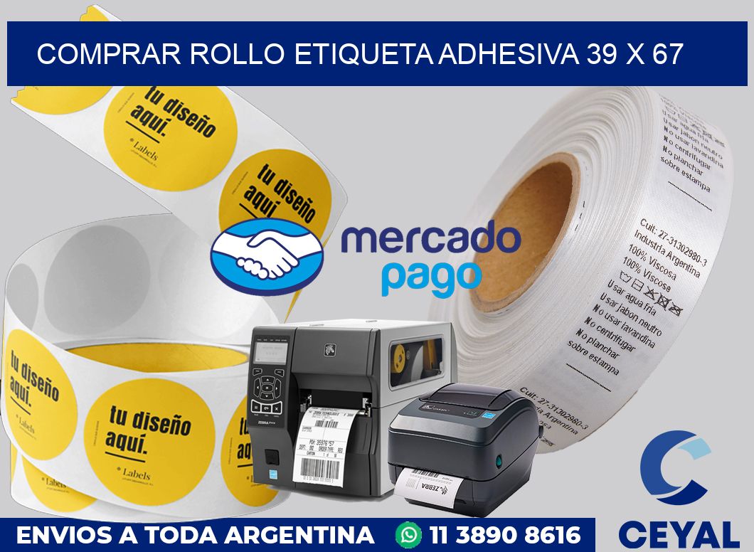 Comprar rollo etiqueta adhesiva 39 x 67