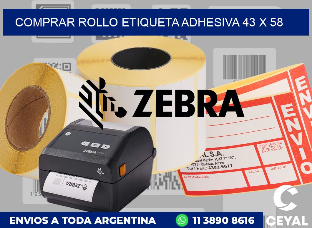 Comprar rollo etiqueta adhesiva 43 x 58