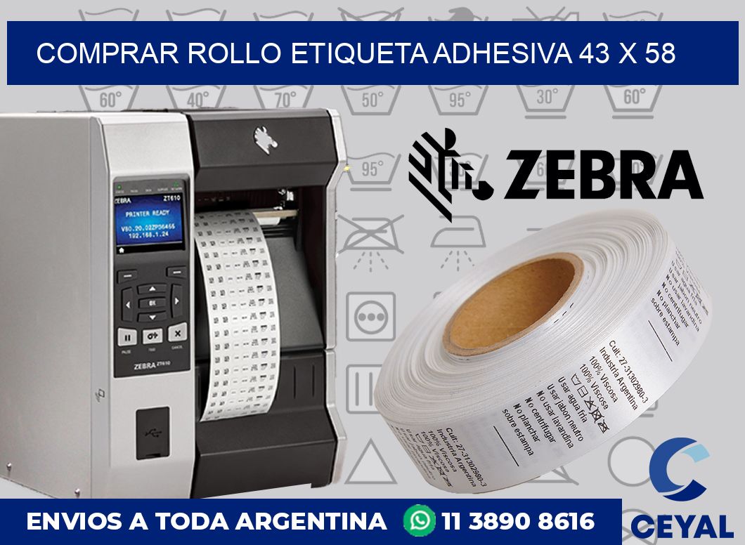 Comprar rollo etiqueta adhesiva 43 x 58