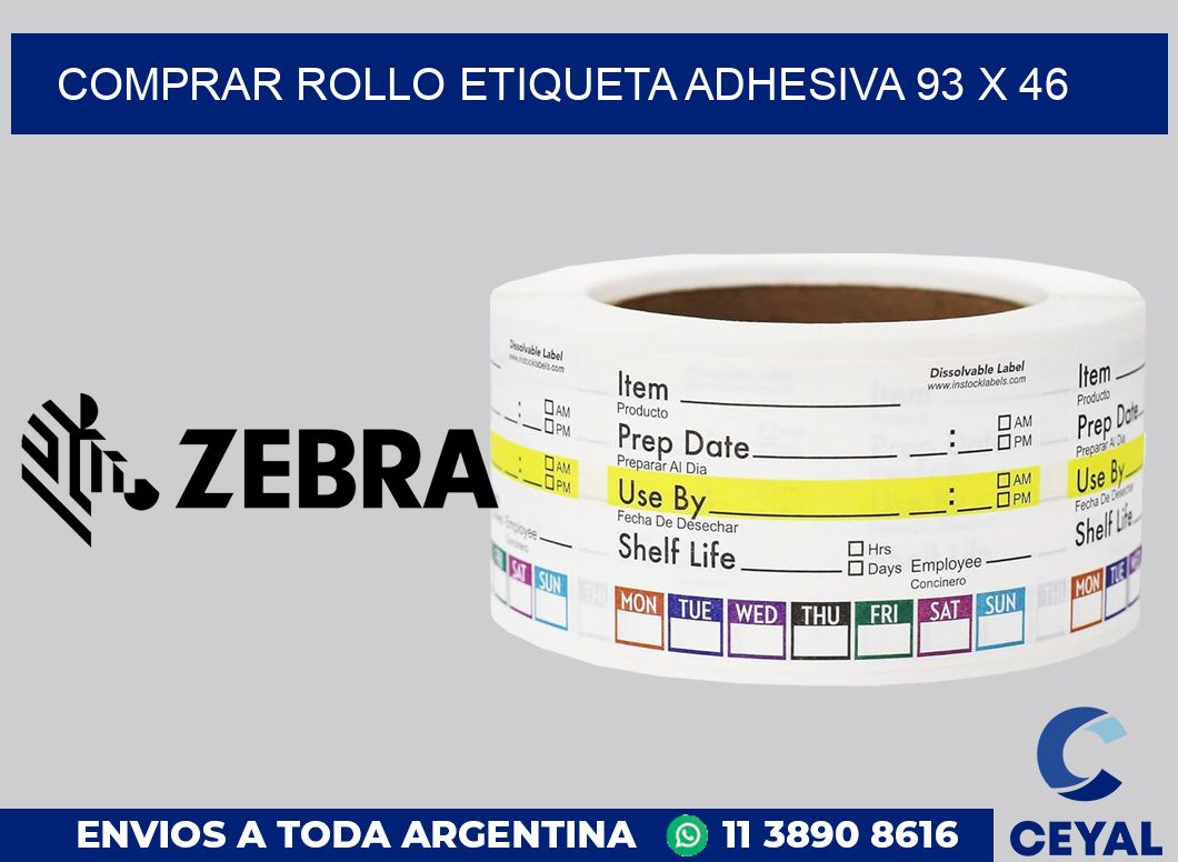 Comprar rollo etiqueta adhesiva 93 x 46