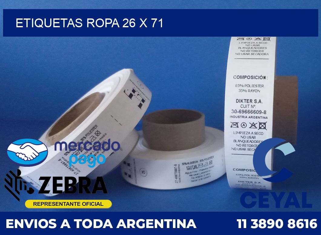 Etiquetas ropa 26 x 71