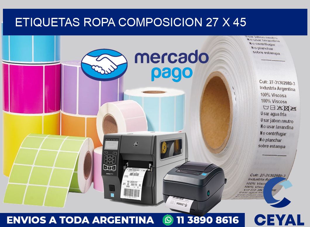 Etiquetas ropa composicion 27 x 45