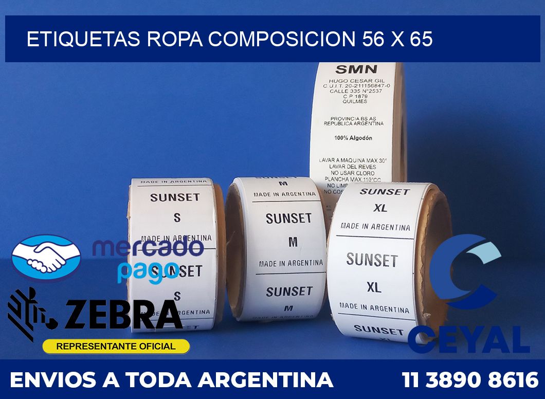 Etiquetas ropa composicion 56 x 65