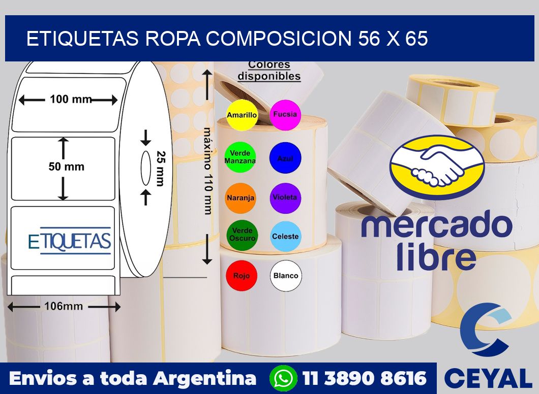 Etiquetas ropa composicion 56 x 65