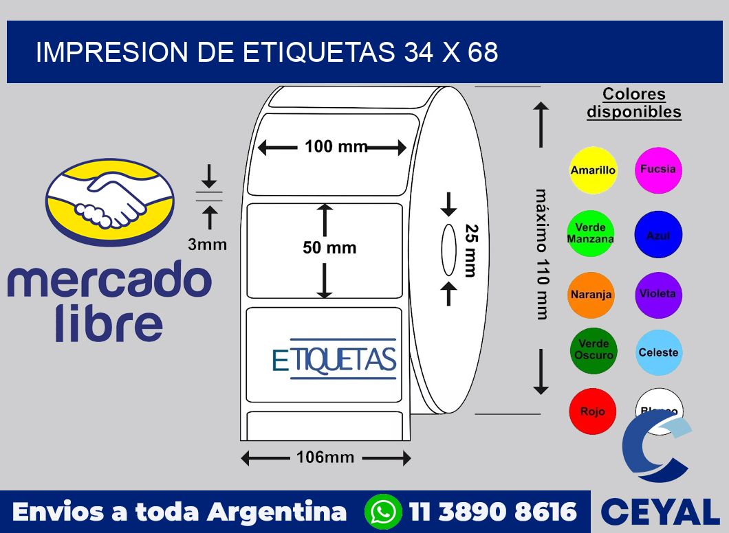 Impresion de etiquetas 34 x 68