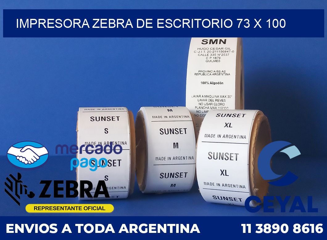 Impresora Zebra de escritorio 73 x 100