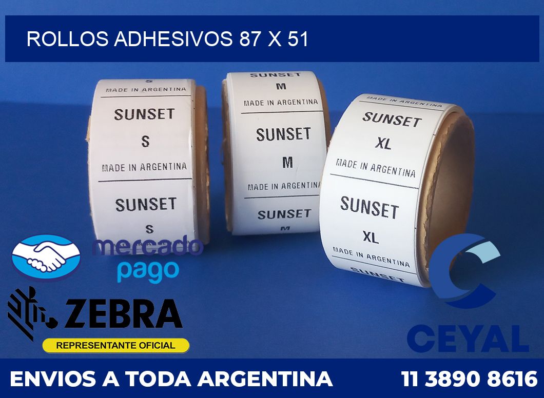 Rollos adhesivos 87 x 51