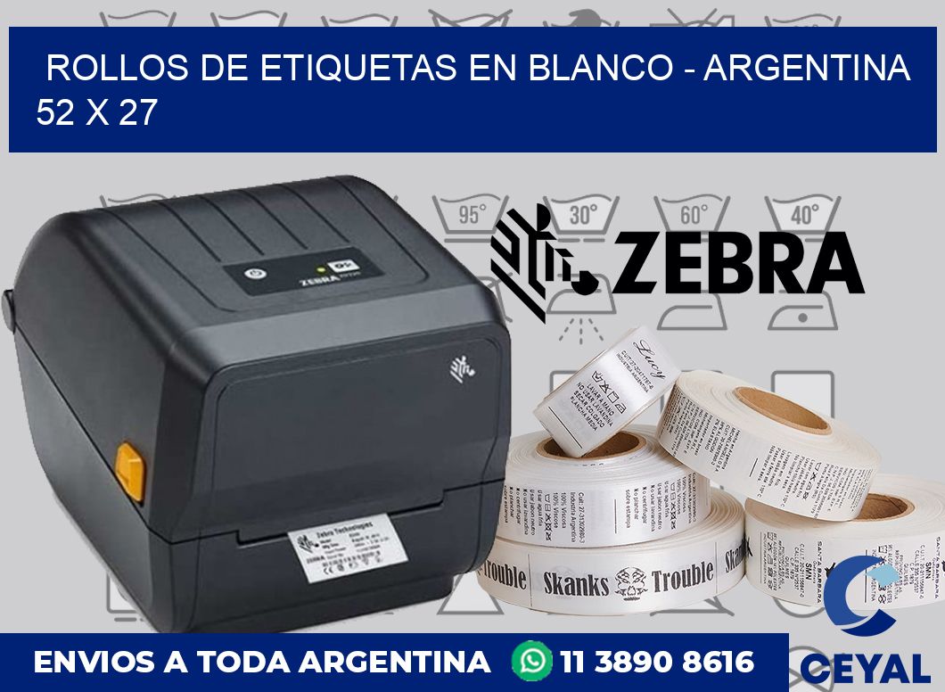 Rollos de etiquetas en blanco – Argentina 52 x 27