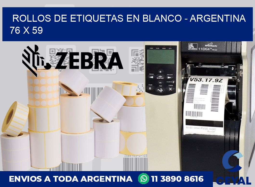 Rollos de etiquetas en blanco – Argentina 76 x 59