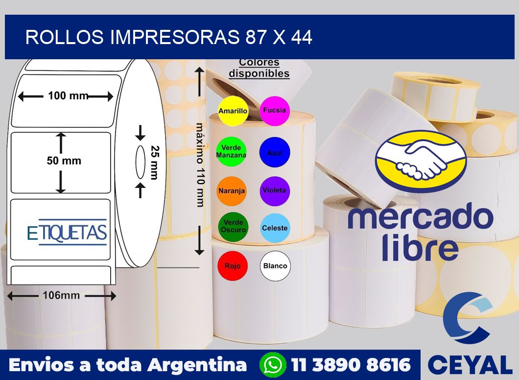 Rollos impresoras 87 x 44