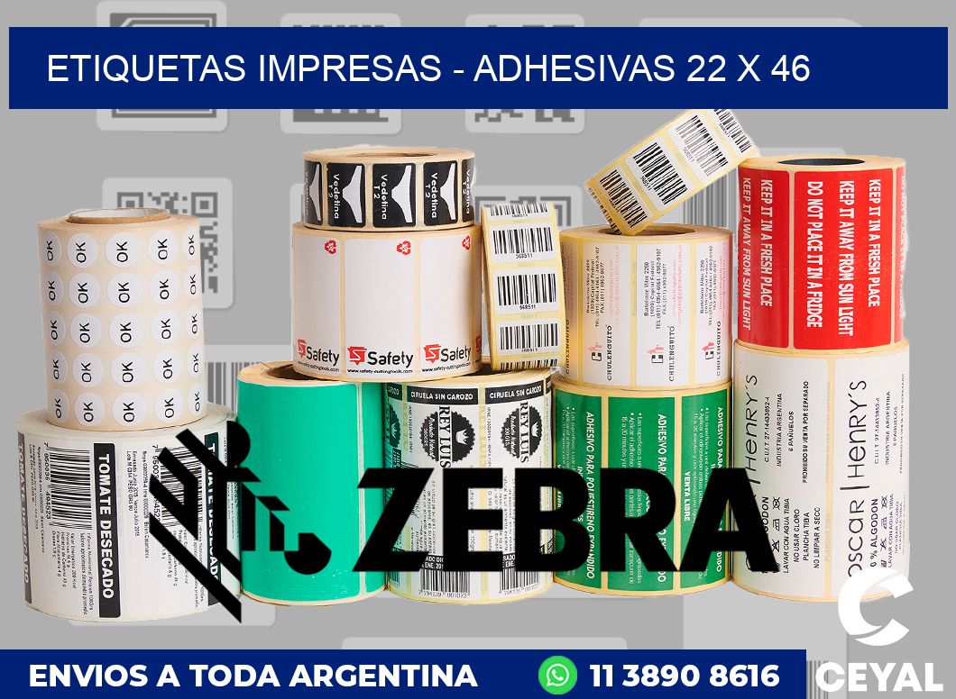 etiquetas impresas - Adhesivas 22 x 46