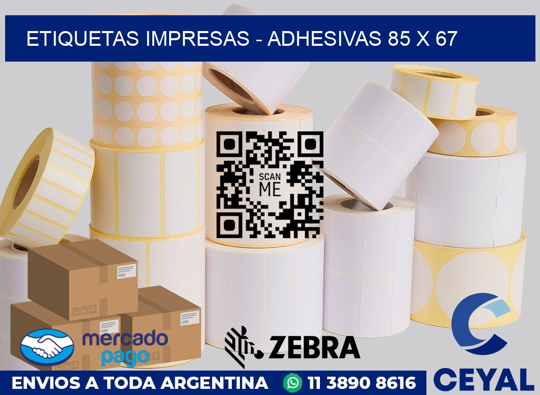 etiquetas impresas - Adhesivas 85 x 67