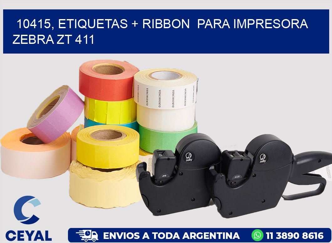 10415, etiquetas + ribbon  para impresora zebra ZT 411