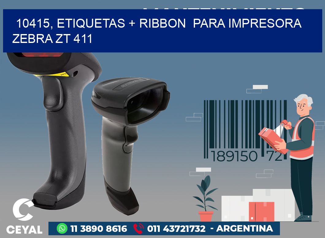 10415, etiquetas + ribbon  para impresora zebra ZT 411