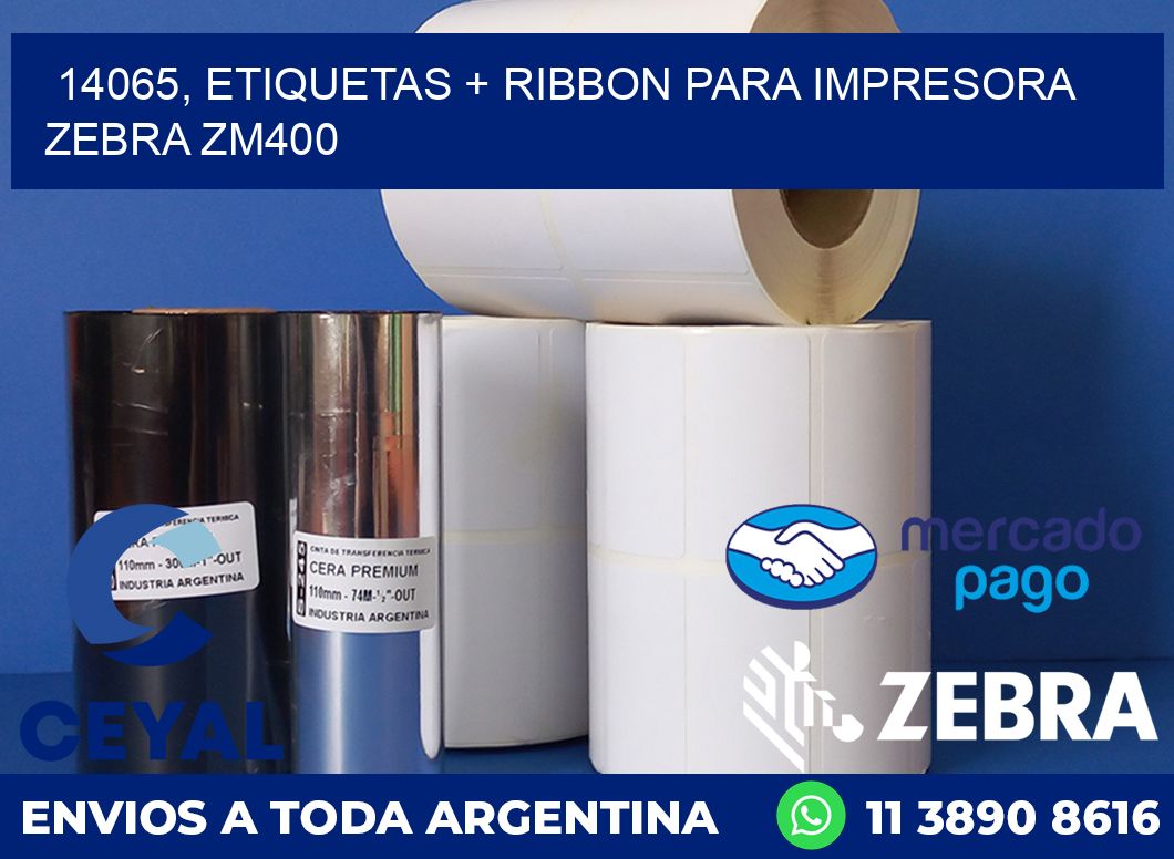 14065, etiquetas + ribbon para impresora zebra ZM400