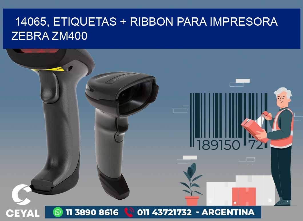 14065, etiquetas + ribbon para impresora zebra ZM400