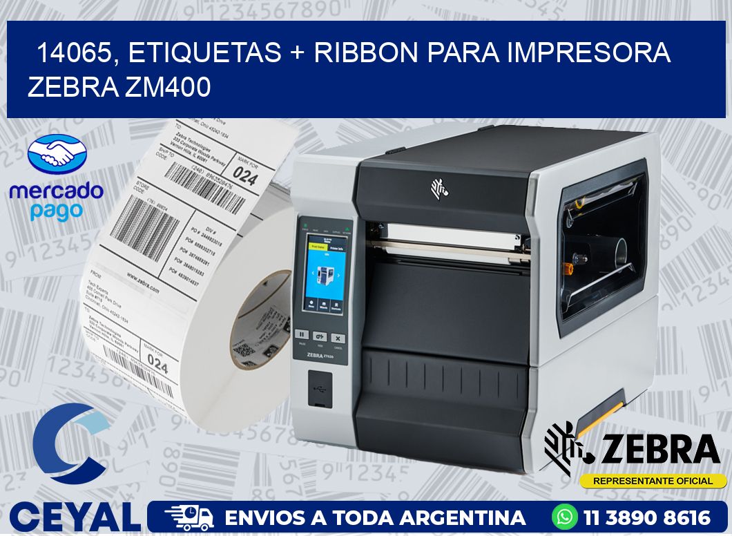 14065, etiquetas + ribbon para impresora zebra ZM400