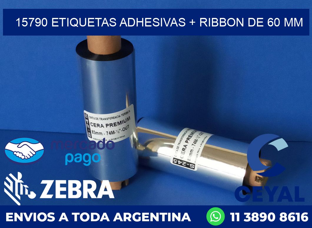 15790 ETIQUETAS ADHESIVAS + RIBBON DE 60 MM