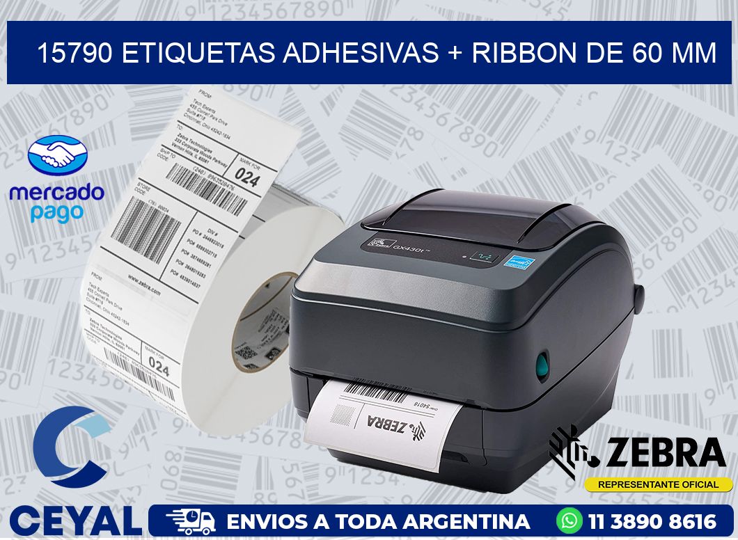 15790 ETIQUETAS ADHESIVAS + RIBBON DE 60 MM