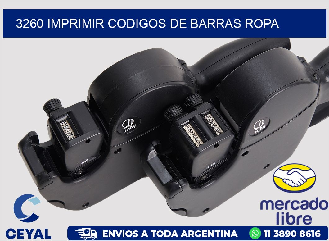 3260 IMPRIMIR CODIGOS DE BARRAS ROPA