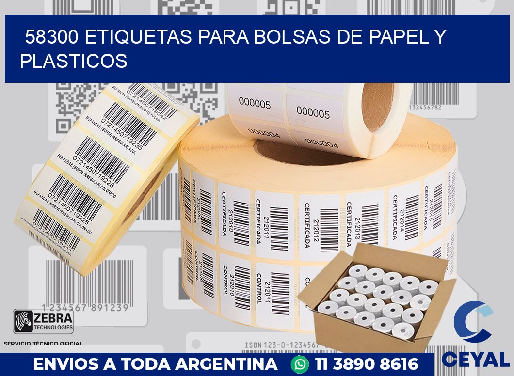 58300 ETIQUETAS PARA BOLSAS DE PAPEL Y PLASTICOS