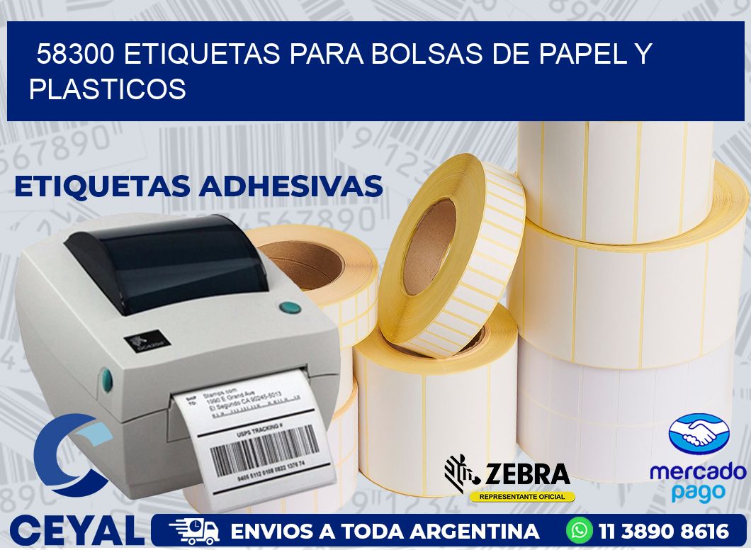 58300 ETIQUETAS PARA BOLSAS DE PAPEL Y PLASTICOS