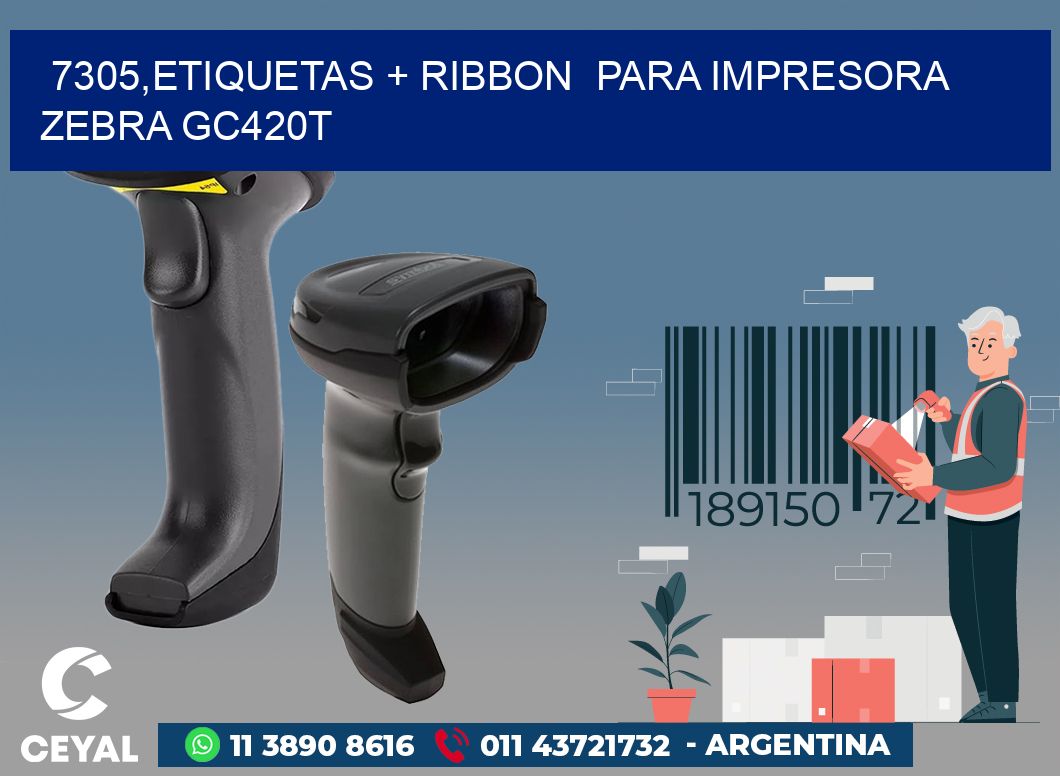 7305,etiquetas + ribbon  para impresora zebra GC420T