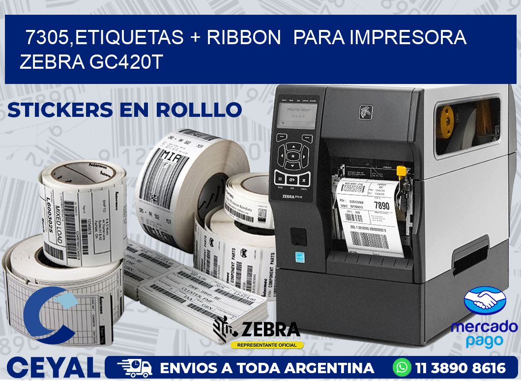 7305,etiquetas + ribbon  para impresora zebra GC420T