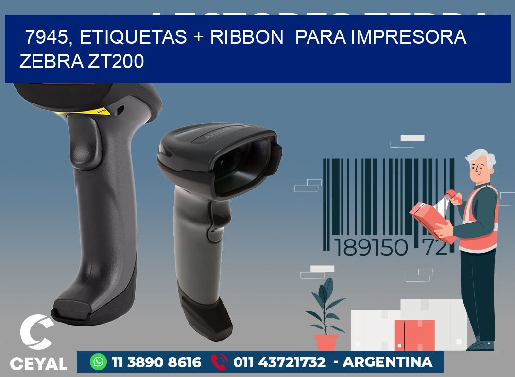 7945, etiquetas + ribbon  para impresora zebra ZT200