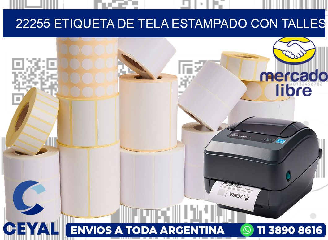 22255 ETIQUETA DE TELA ESTAMPADO CON TALLES