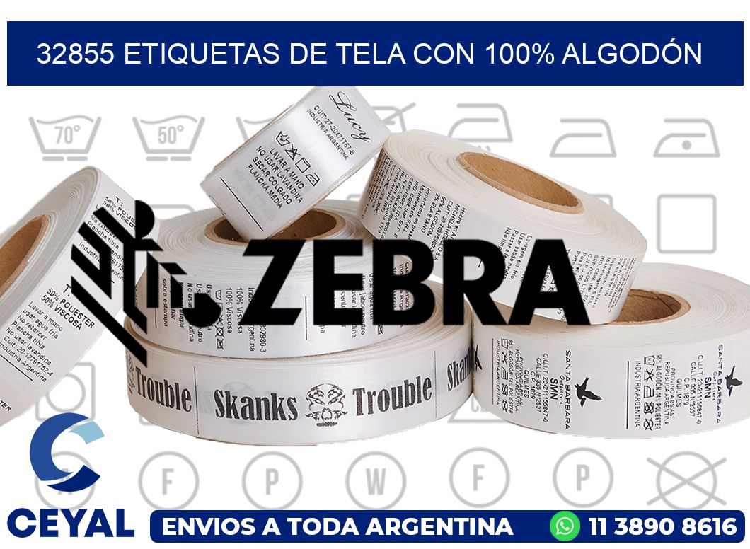 32855 ETIQUETAS DE TELA CON 100% ALGODÓN