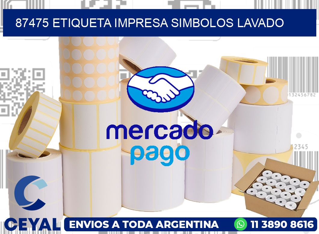 87475 ETIQUETA IMPRESA SIMBOLOS LAVADO