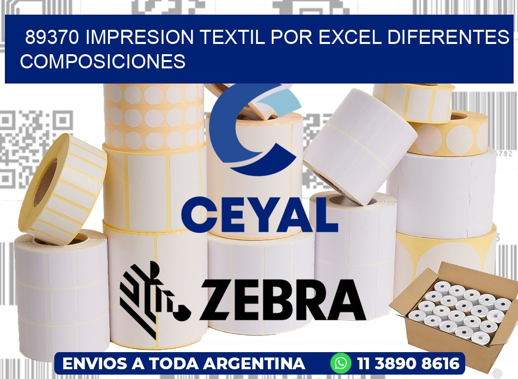 89370 IMPRESION TEXTIL POR EXCEL DIFERENTES COMPOSICIONES