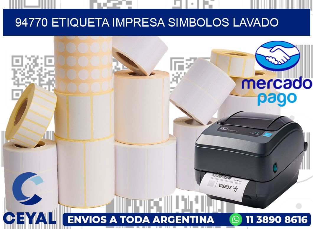 94770 ETIQUETA IMPRESA SIMBOLOS LAVADO