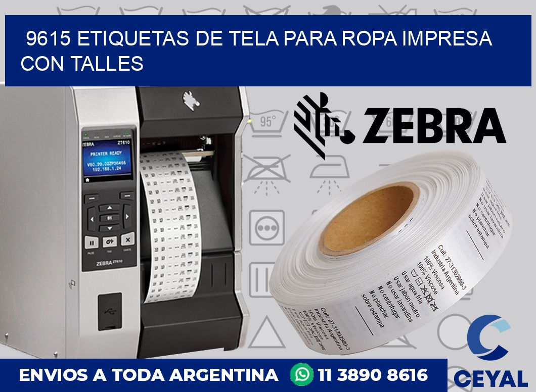 9615 ETIQUETAS DE TELA PARA ROPA IMPRESA CON TALLES