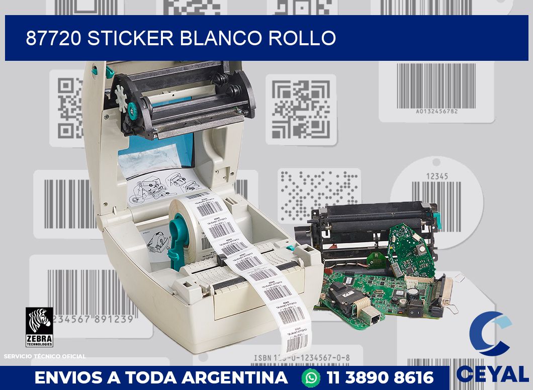 87720 sticker blanco rollo