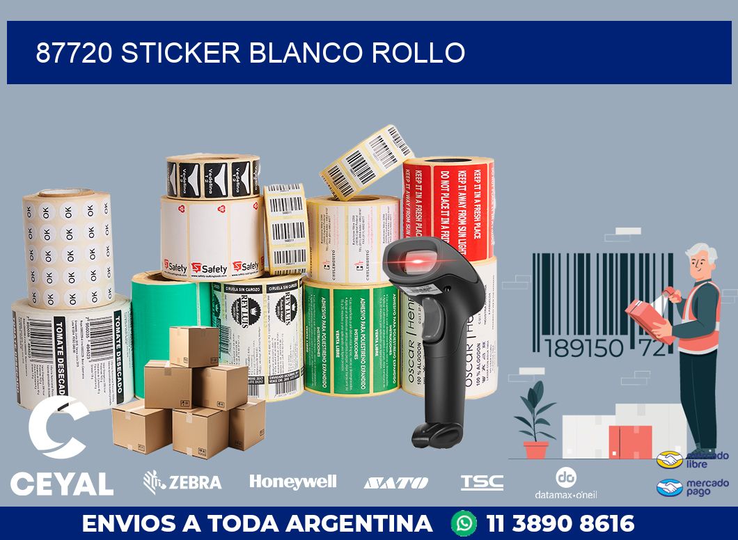 87720 sticker blanco rollo