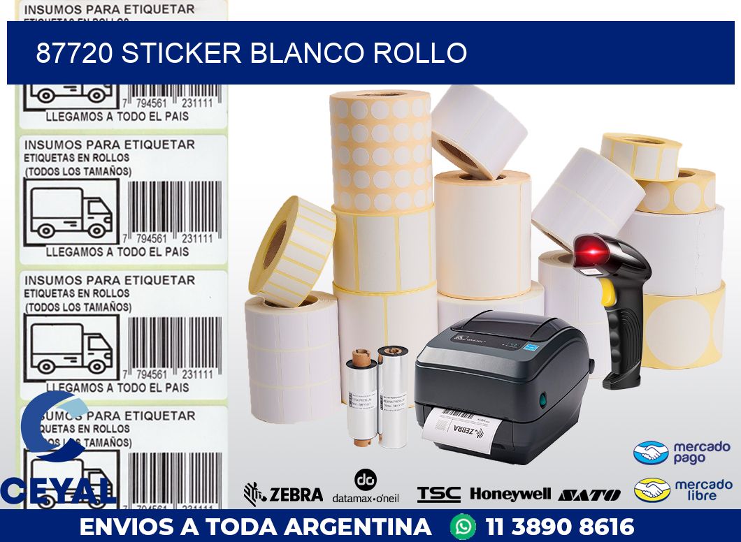 87720 sticker blanco rollo