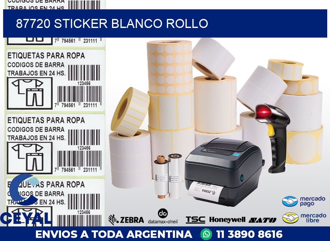 87720 sticker blanco rollo