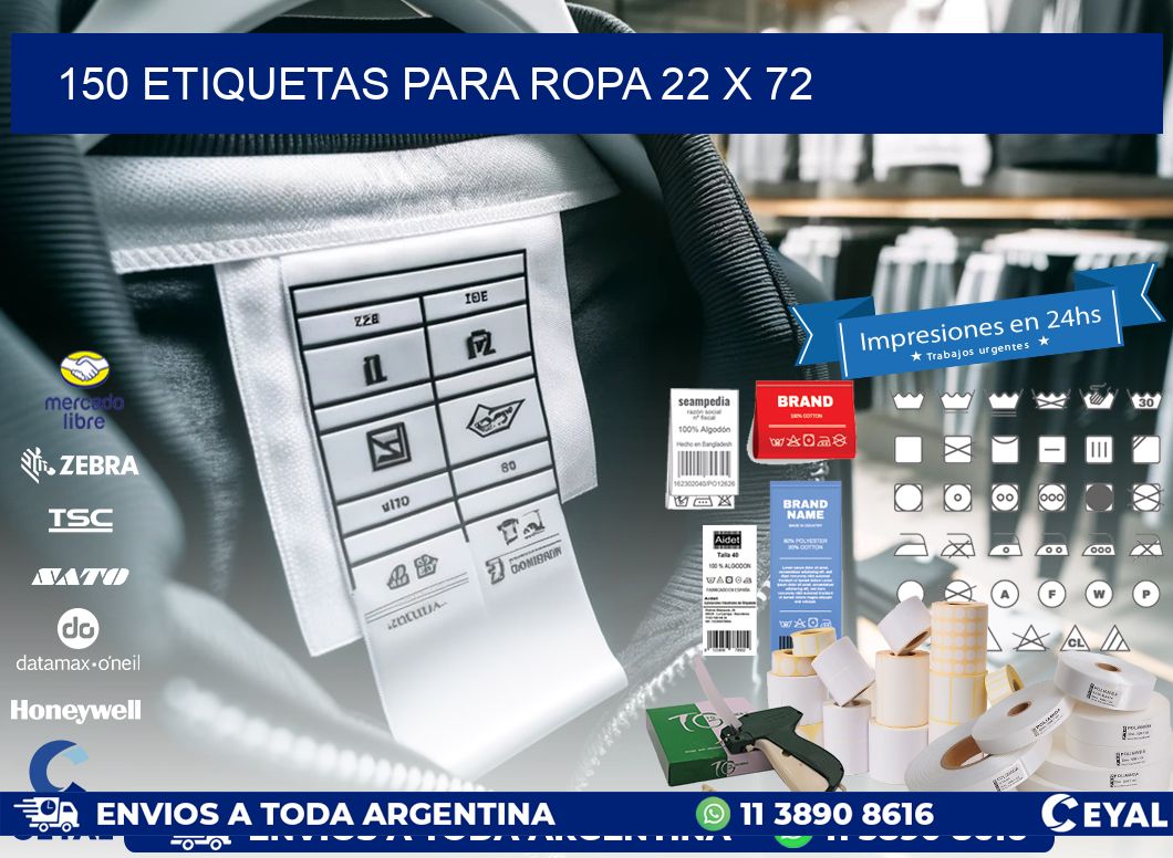 150 ETIQUETAS PARA ROPA 22 x 72