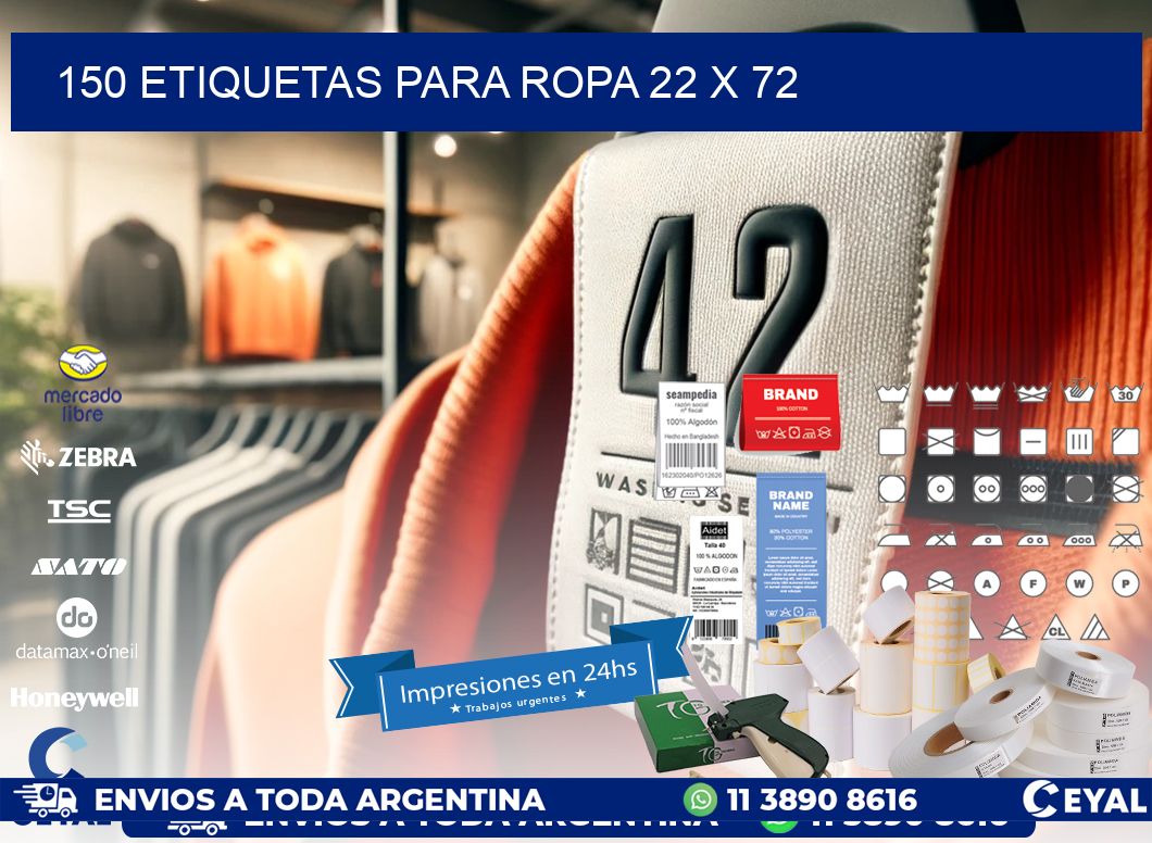 150 ETIQUETAS PARA ROPA 22 x 72