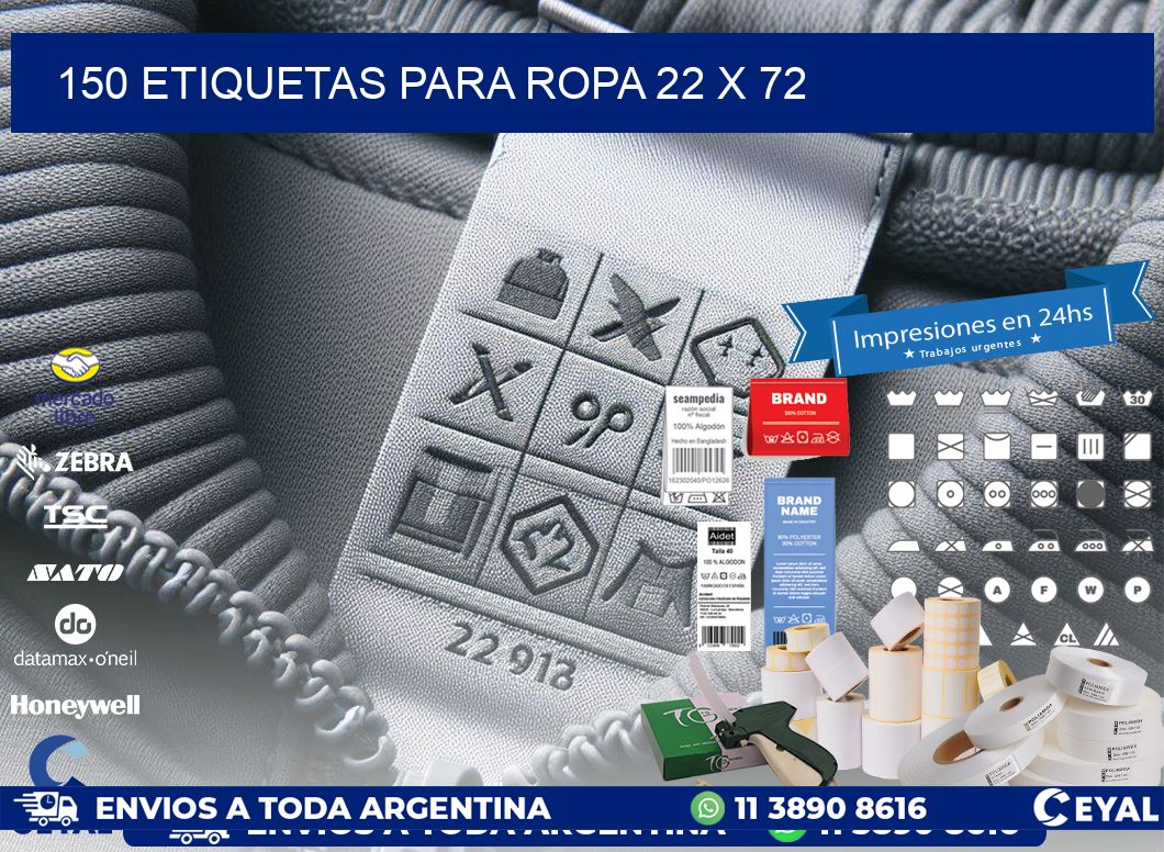 150 ETIQUETAS PARA ROPA 22 x 72