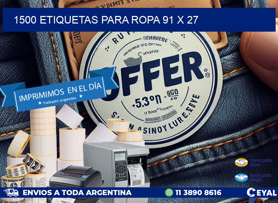 1500 ETIQUETAS PARA ROPA 91 x 27