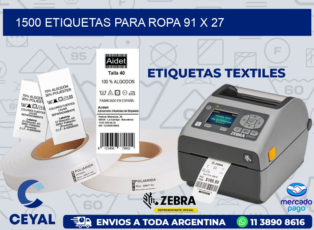 1500 ETIQUETAS PARA ROPA 91 x 27