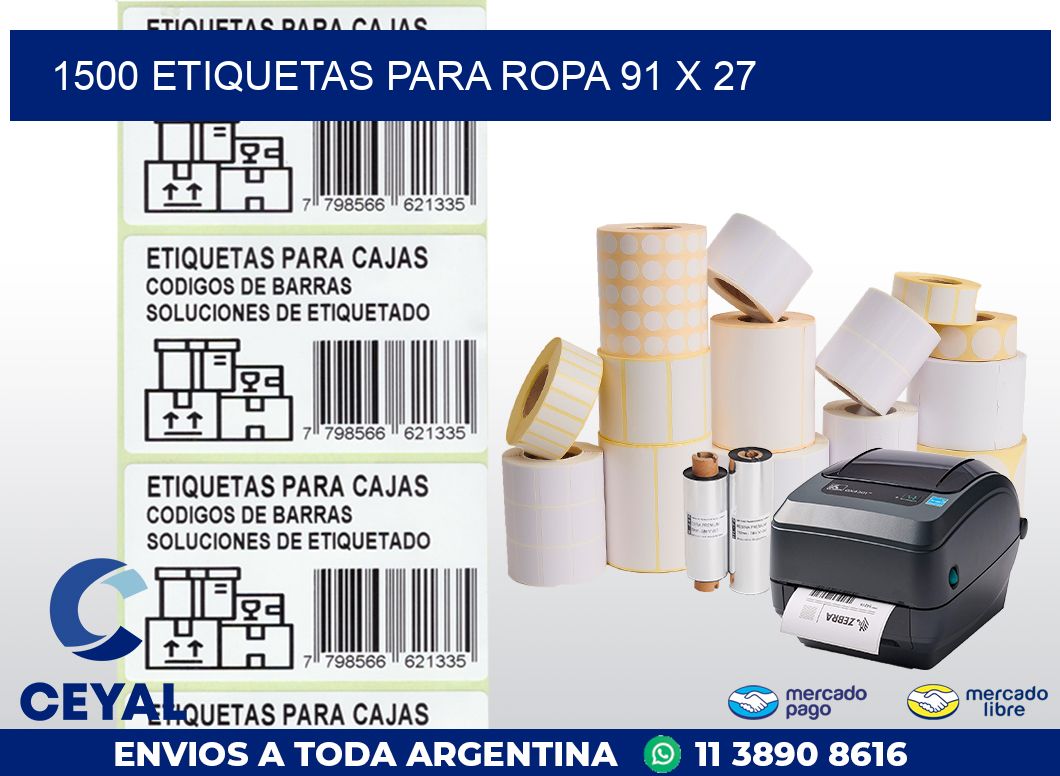 1500 ETIQUETAS PARA ROPA 91 x 27